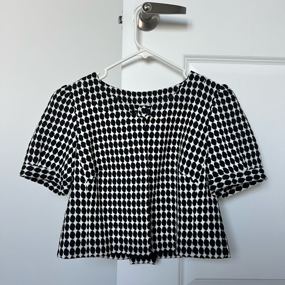 LOFT Black and White Geometric Blouse